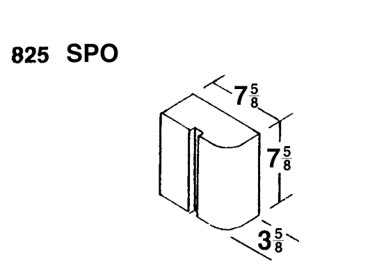 8 × 8 × 4 Bullnose Solid 1” Rad Corner Sash product drawing
