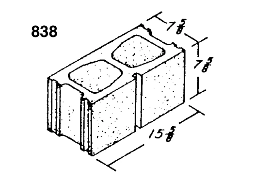 8 × 8 × 16 Regular Vertical Scored One Side product drawing
