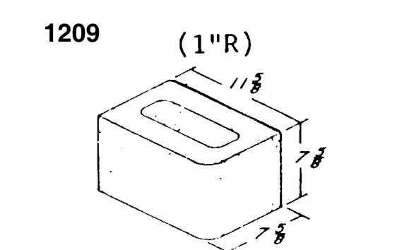 12 × 8 × 8 Single Bullnose Half Corner product drawing