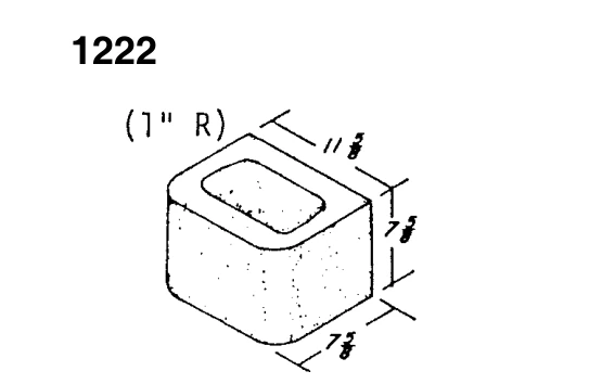 12 × 8 × 8 Double Bullnose Bullet product drawing