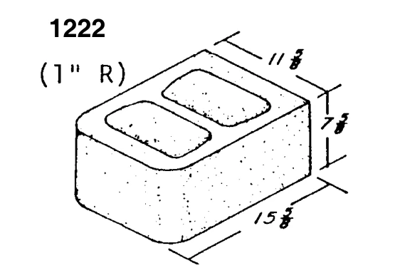 12 × 8 × 16 Double Bullnose Bullet product drawing
