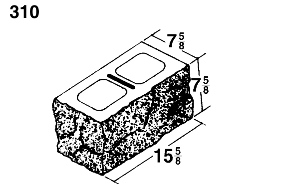 8 × 8 × 16 Split Face Corner product drawing