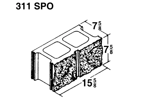 8 × 8 × 16 Split Face Scored 1 Side product drawing