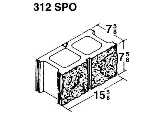 8 × 8 × 16 Split Face Scored 2 Side product drawing