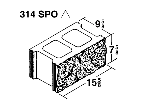 10 × 8 × 16 Split Face product drawing