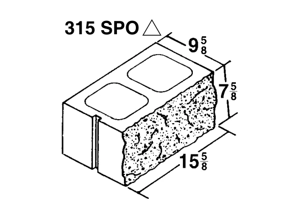 10 × 8 × 16 Split Face Combination Corner product drawing