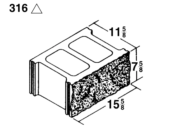 12 × 8 × 16 Split Face product drawing