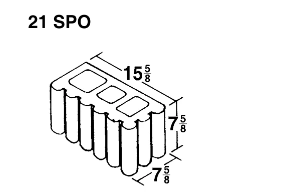 8 × 8 × 16 Rounded Flute Corner product drawing