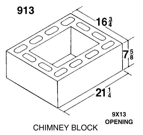 Chimney Block — 9 × 13 In. Opening product drawing