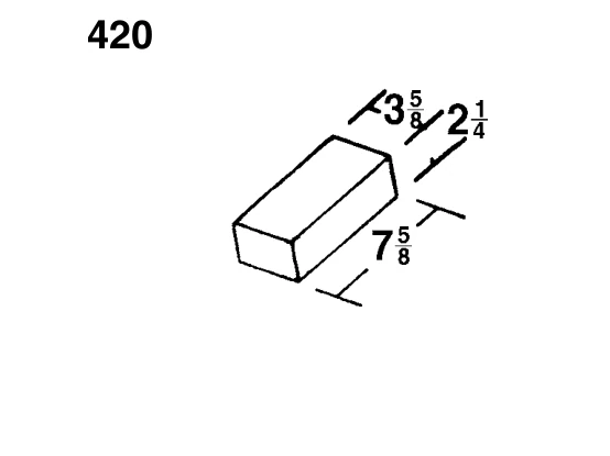 2 1/4 × 3 5/8 × 7 5/8 Brick product drawing