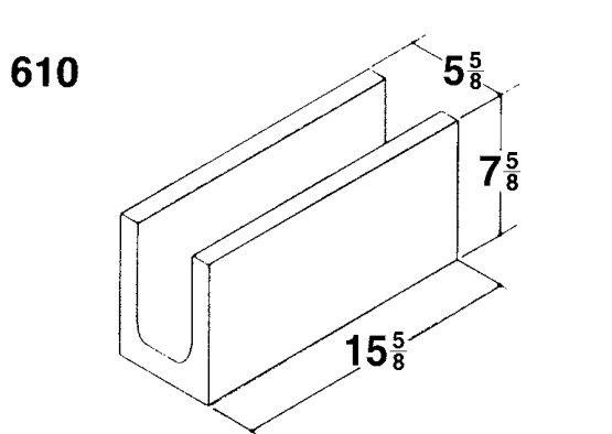 6 × 8 × 16 Bond Beam Solid Bottom product drawing