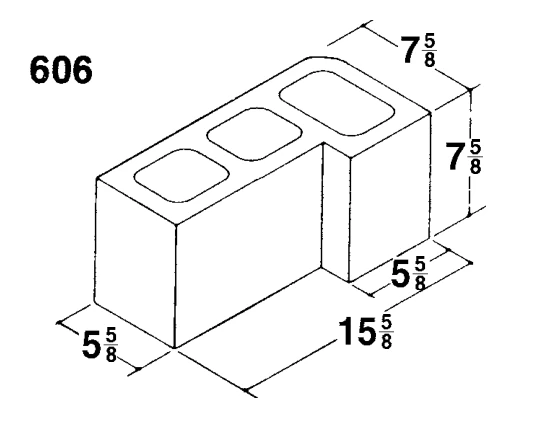 6 × 8 × 16 L-Corner Bullnose product drawing