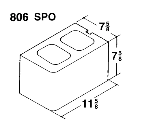 8 × 8 × 12 Single Bullnose With Groove 1” Rad product drawing