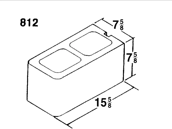 8 × 8 × 16 Bullnose Bullet With Groove 1” Rad product drawing