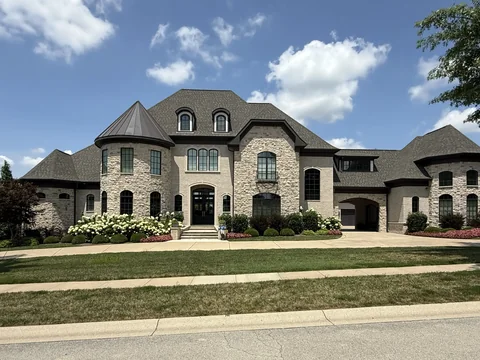 Stone facade on a two-story home