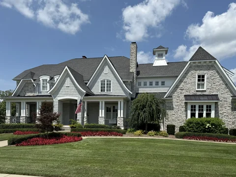 Stone accents on a gabled home